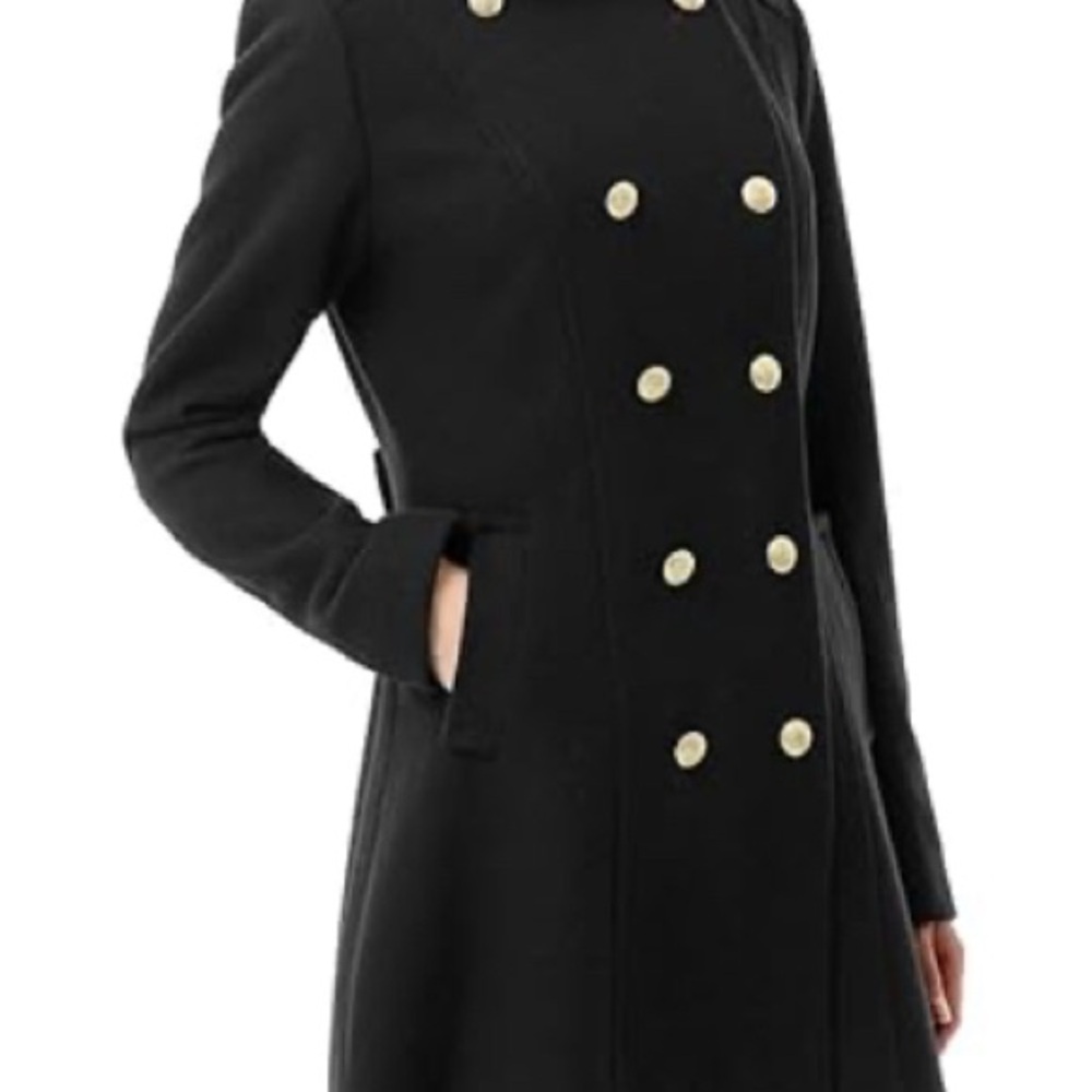 Tommy Hilfiger Black Pea Coat with Gold Buttons